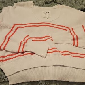 Aerie Women's Sweater with White and Pink Stripes
